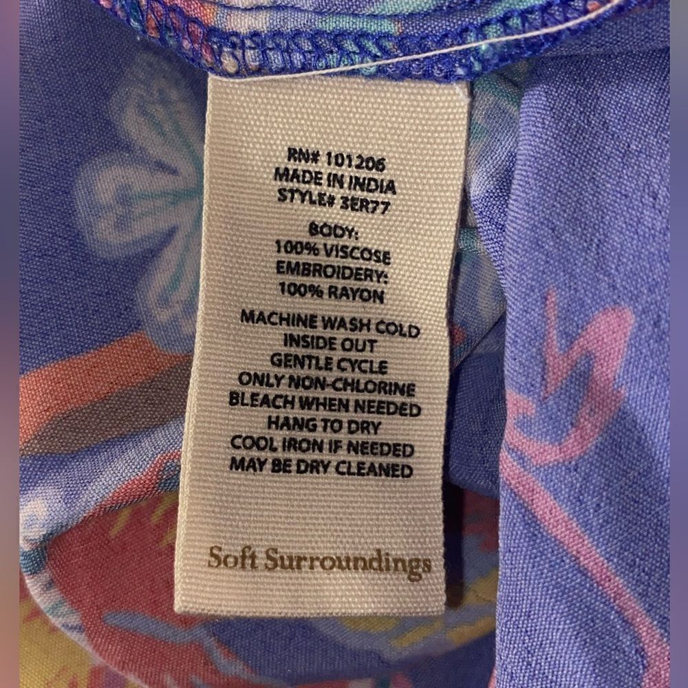Soft Surroundings Sz PL Multi Color Bright Floral Button Down Tunic Blouse - Picture 4 of 4